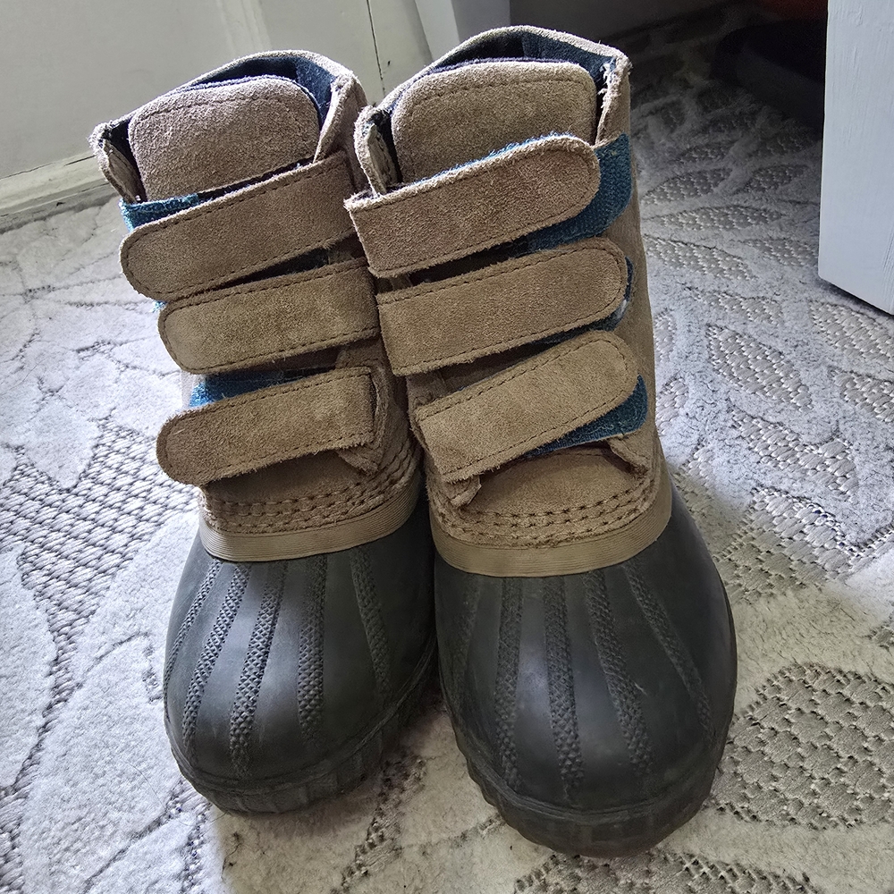 Sorel Kids Tan and Blue Rain Boots
